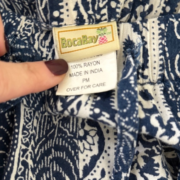 BOCABAY Blue pull on crop pants elastic waistband drawstring 2 pockets size‎ PM - Picture 6 of 7